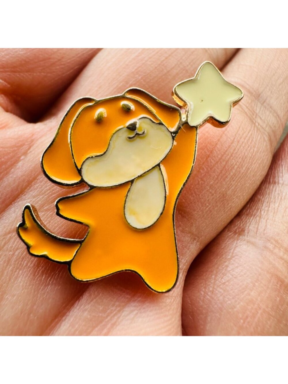 ☀️Enamel Pin Dog reaching star jewerly broch Cartoon Animal Orange Oz New Studen - Picture 5 of 5